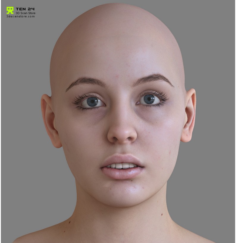 Female 07 Animation Ready Head Scan + Render scene